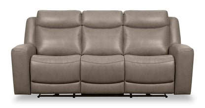 Canapé à inclinaison électrique Prescott de Scott Living de 88,5 po en cuir véritable avec appuie-têtes électriques - gris