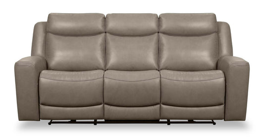 Canapé à inclinaison électrique Prescott de Scott Living de 88,5 po en cuir véritable avec appuie-têtes électriques - gris