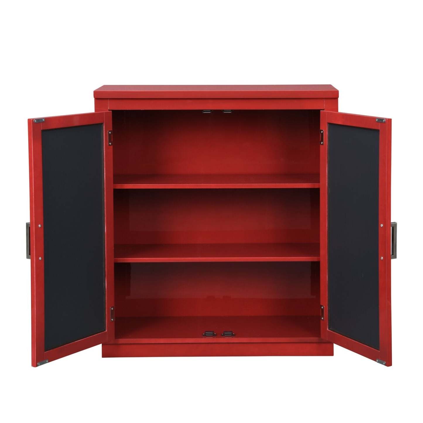 Darci 31,5 Armoire d'appoint avec portes miroir - Rouge|Armoire décorative Darci de 31,5 po avec portes en miroir - rouge