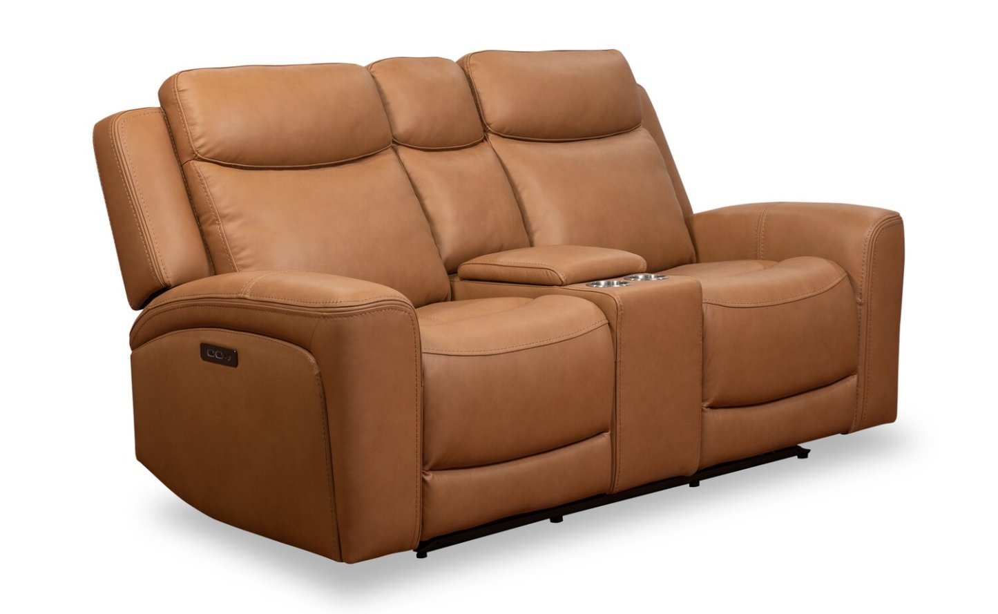 Scott Living Prescott 79 Genuine Leather Power Reclining Loveseat with Power Headrests - Butternut Brown | Causeuse à inclinaison électrique Prescott de Scott Living de 79 po en cuir véritable avec appuie-têtes électriques - brun courge musquée