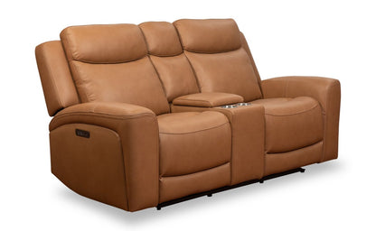Scott Living Prescott 79 Genuine Leather Power Reclining Loveseat with Power Headrests - Butternut Brown | Causeuse à inclinaison électrique Prescott de Scott Living de 79 po en cuir véritable avec appuie-têtes électriques - brun courge musquée