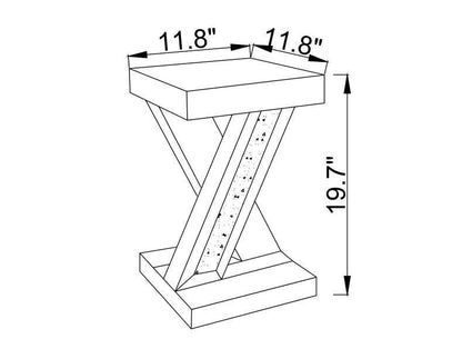 Table d'appoint Lydia 12 avec miroir et cristaux - Argent | Table d'appoint Lydia de 12 po en miroir avec cristaux - argentée