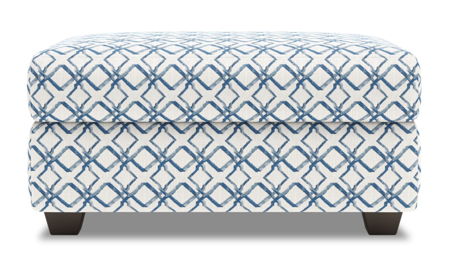 Fabriqué au Canada Pouf de rangement personnalisable The Trunk 39 en tissu - Océan multicolore | Pouf de rangement The Trunk de Sofa Lab de 39 po fabriqué au Canada en tissu - Océan multicolore | TRUN1154