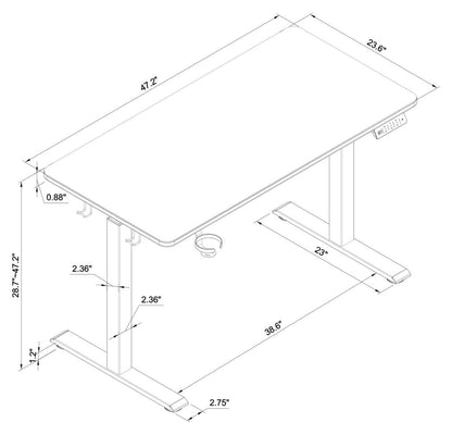 Bureau de jeu Finch 47 avec réglage électrique de la hauteur et éclairage RVB – Noir | Bureau de jeu Finch de 47 po avec réglage électrique de la hauteur et éclairage à DEL RVB - noir