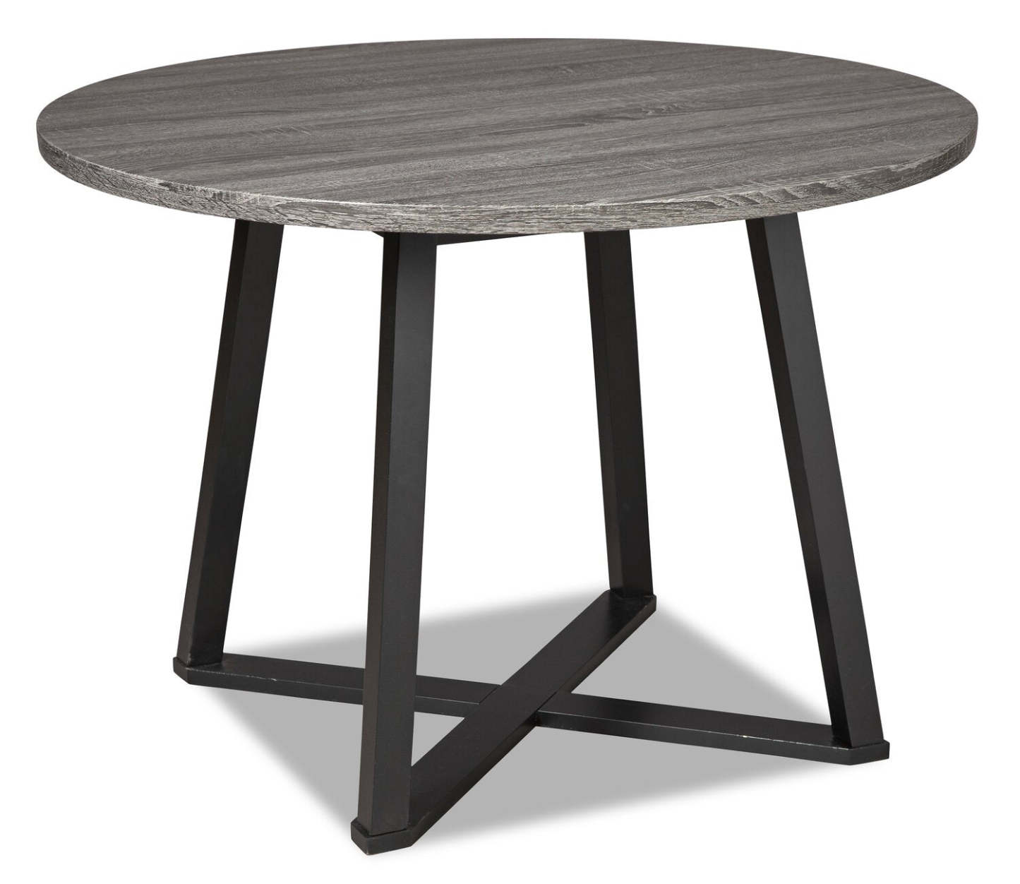 Table de salle à manger Cole, métal, mélamine, base géométrique, ronde 42 W - Gris | Table de salle à manger ronde Cole de 42 po (L) en métal et mélamine avec base géométrique - grise