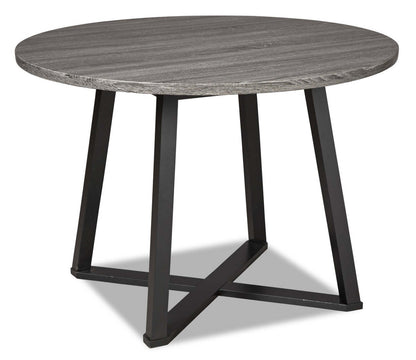 Table de salle à manger Cole, métal, mélamine, base géométrique, ronde 42 W - Gris | Table de salle à manger ronde Cole de 42 po (L) en métal et mélamine avec base géométrique - grise