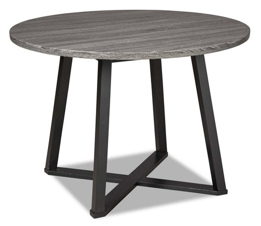 Table de salle à manger Cole, métal, mélamine, base géométrique, ronde 42 W - Gris | Table de salle à manger ronde Cole de 42 po (L) en métal et mélamine avec base géométrique - grise