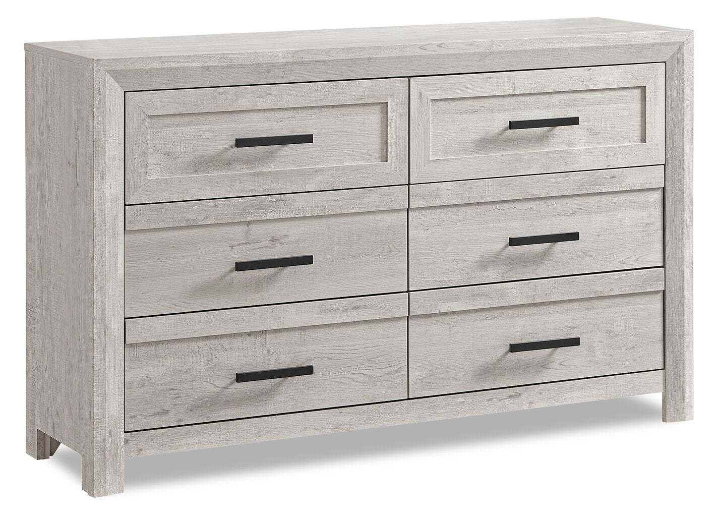 Commode à 6 tiroirs pour chambre à coucher Lark, 58 L x 35 H - Blanc rustique | Commode de chambre à coucher Lark de 58 po (L) x 35 po (H) à 6 tiroirs - blanc rustique