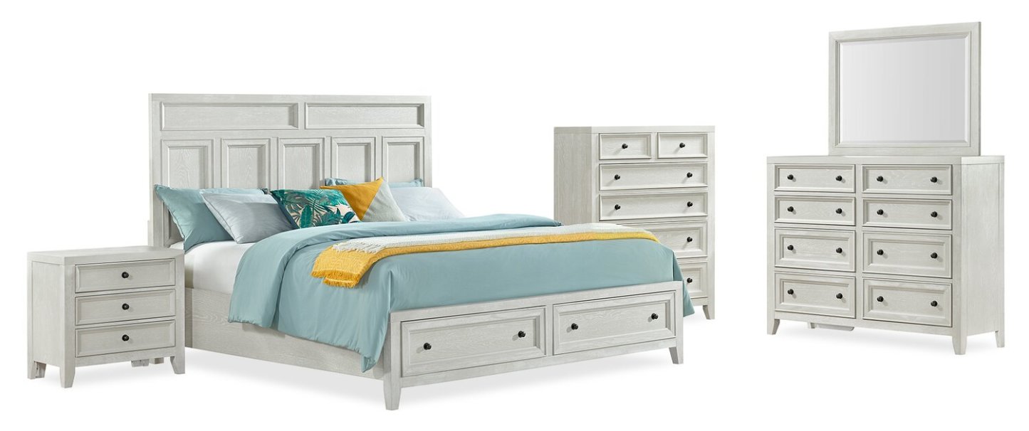 Casa Table de nuit à 3 tiroirs avec port USB, 27 L x 26,5 H, Bois - Blanc | Table de nuit Casa de 27 po (l) x 26,5 po (H) en bois à 3 tiroirs avec port USB - blanche