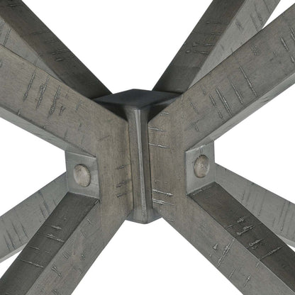 Ensemble de salle à manger Alto 7 pièces avec table ronde, rallonge de 48 po à 66 po (L), base à tréteaux et 6 chaises - gris