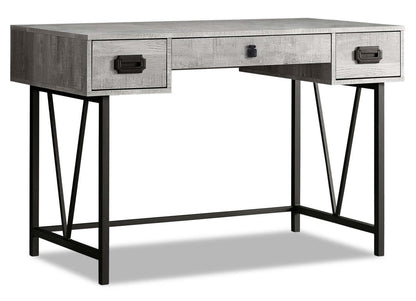 Bureau Reuben 47.25 à 3 tiroirs - Gris|Bureau Reuben de 47,25 po à 3 tiroirs - gris