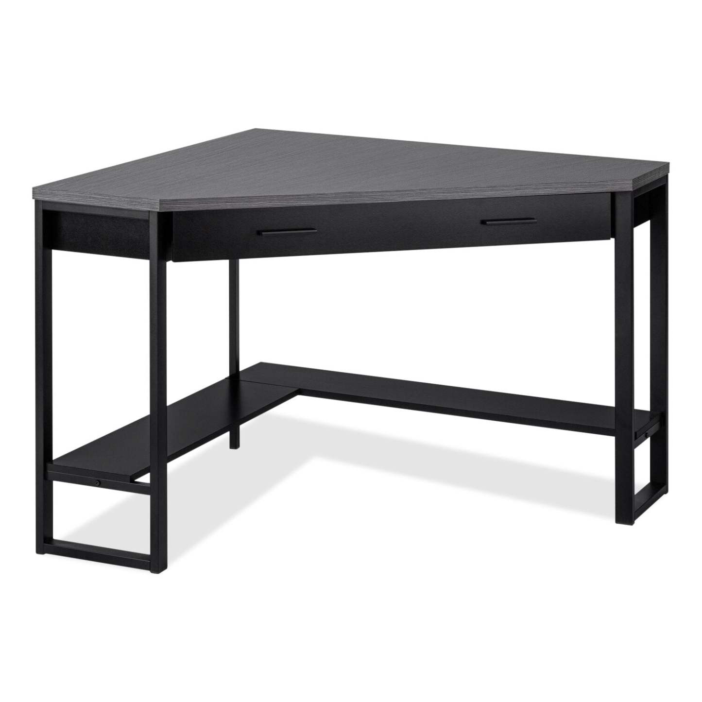 Bureau d'angle Christiana 42 avec tiroir - Noir/Gris|Bureau en coin Christiana de 42 po à tiroir - noir et gris