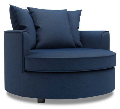 Fauteuil d'appoint enveloppant Sofa Lab de 48 po fabriqué au Canada en tissu d'apparence lin - bleu Pax Navy | CUDD3149