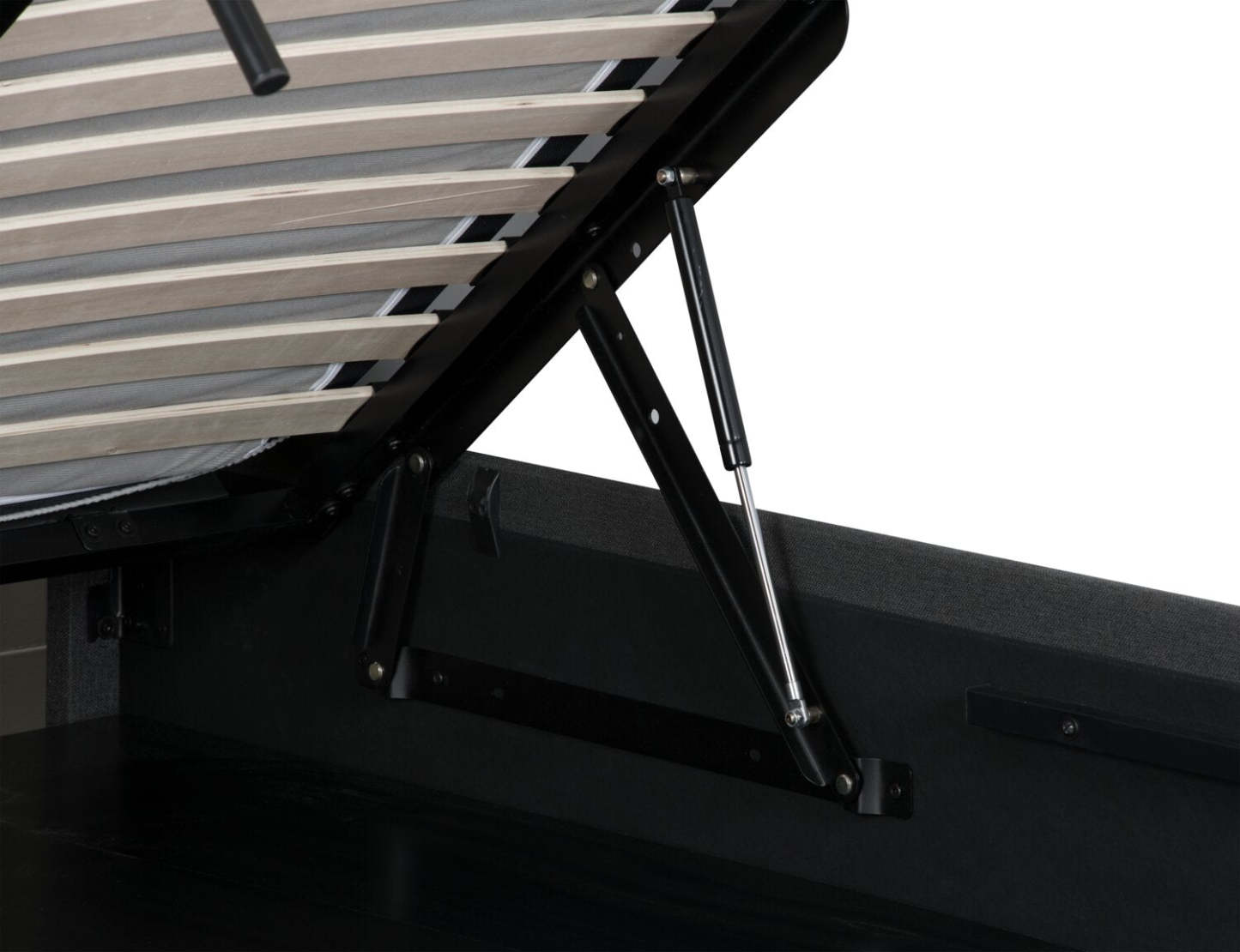 Lit plateforme avec rangement rembourré Jace en tissu gris, capitonné - Pleine grandeur | Lit plateforme rembourré Jace en tissu gris capitonné avec rangement - format lit double