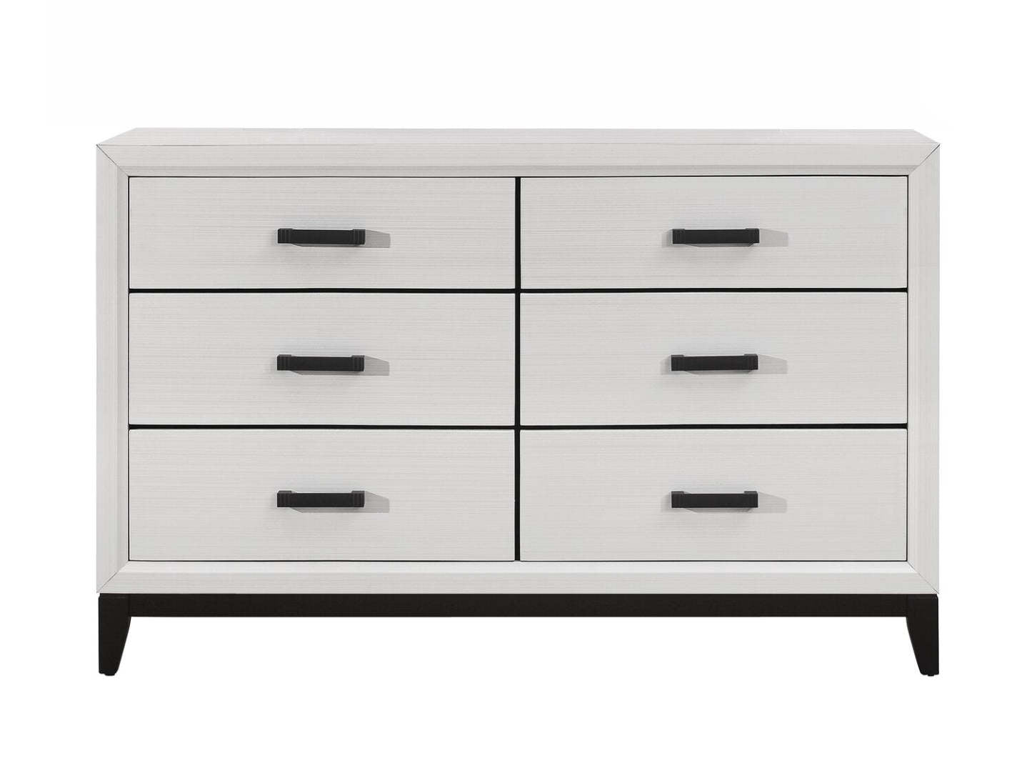 Commode à 6 tiroirs pour chambre à coucher Kate, 58 L x 37 H - Blanc | Commode Kate de 58 po (L) x 37 po (H) à 6 tiroirs pour la chambre à coucher - blanche