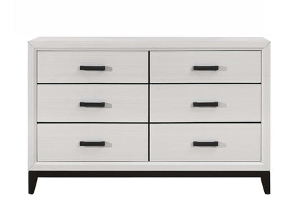 Commode à 6 tiroirs pour chambre à coucher Kate, 58 L x 37 H - Blanc | Commode Kate de 58 po (L) x 37 po (H) à 6 tiroirs pour la chambre à coucher - blanche