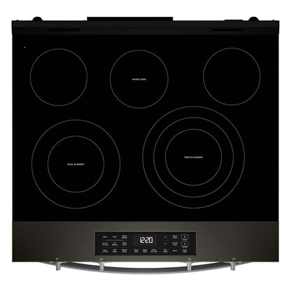 Cuisinière électrique Whirlpool de 30 po et de 5,3 pi³ avec cuisson à air - noire sur acier inoxydable - YWSES5030SV