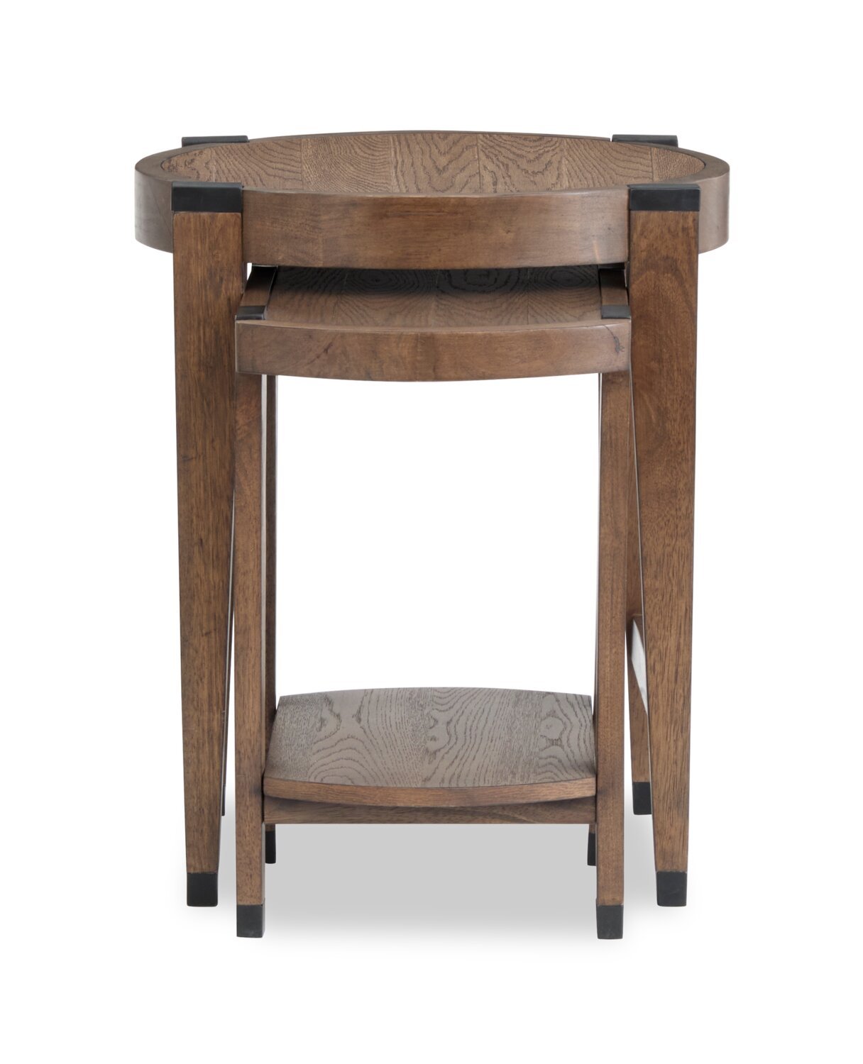 Gordon 22” 2-Piece Round Solid Wood Nesting Accent Table - Brown | 2 tables d’appoint gigognes rondes Gordon de 22 po en bois massif - brunes