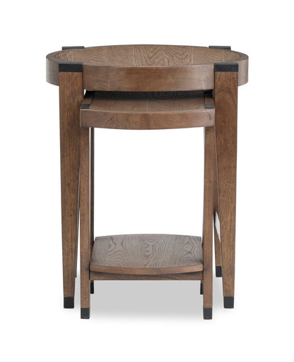 Gordon 22” 2-Piece Round Solid Wood Nesting Accent Table - Brown | 2 tables d’appoint gigognes rondes Gordon de 22 po en bois massif - brunes