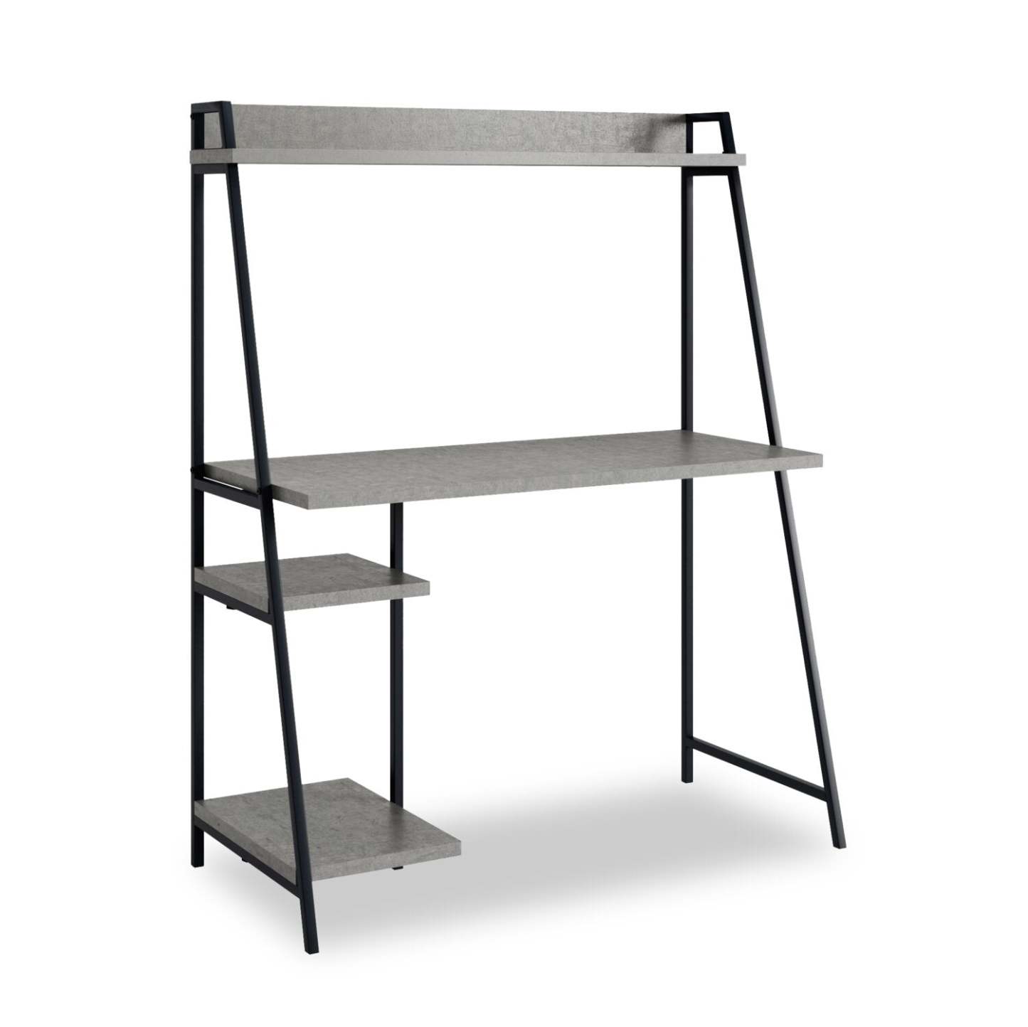 Bureau James de 43 po avec crédence et tablettes - gris