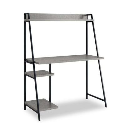 Bureau James de 43 po avec crédence et tablettes - gris