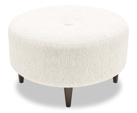 Pouf The Curve 31 en tissu chenille, beige sable luxueux, fabriqué au Canada par Sofa Lab (CURV3093)