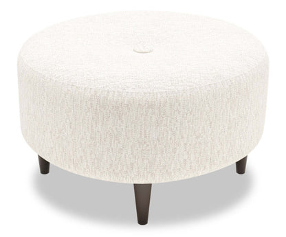 Pouf The Curve 31 en tissu chenille, beige sable luxueux, fabriqué au Canada par Sofa Lab (CURV3093)