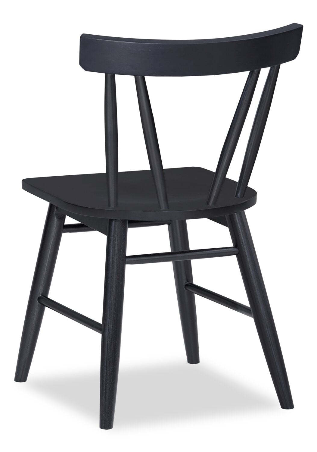 Chaise de salle à manger Remi avec dossier à lattes courbé - noire | Remi Dining Chair with Curved Slat-Back - Black