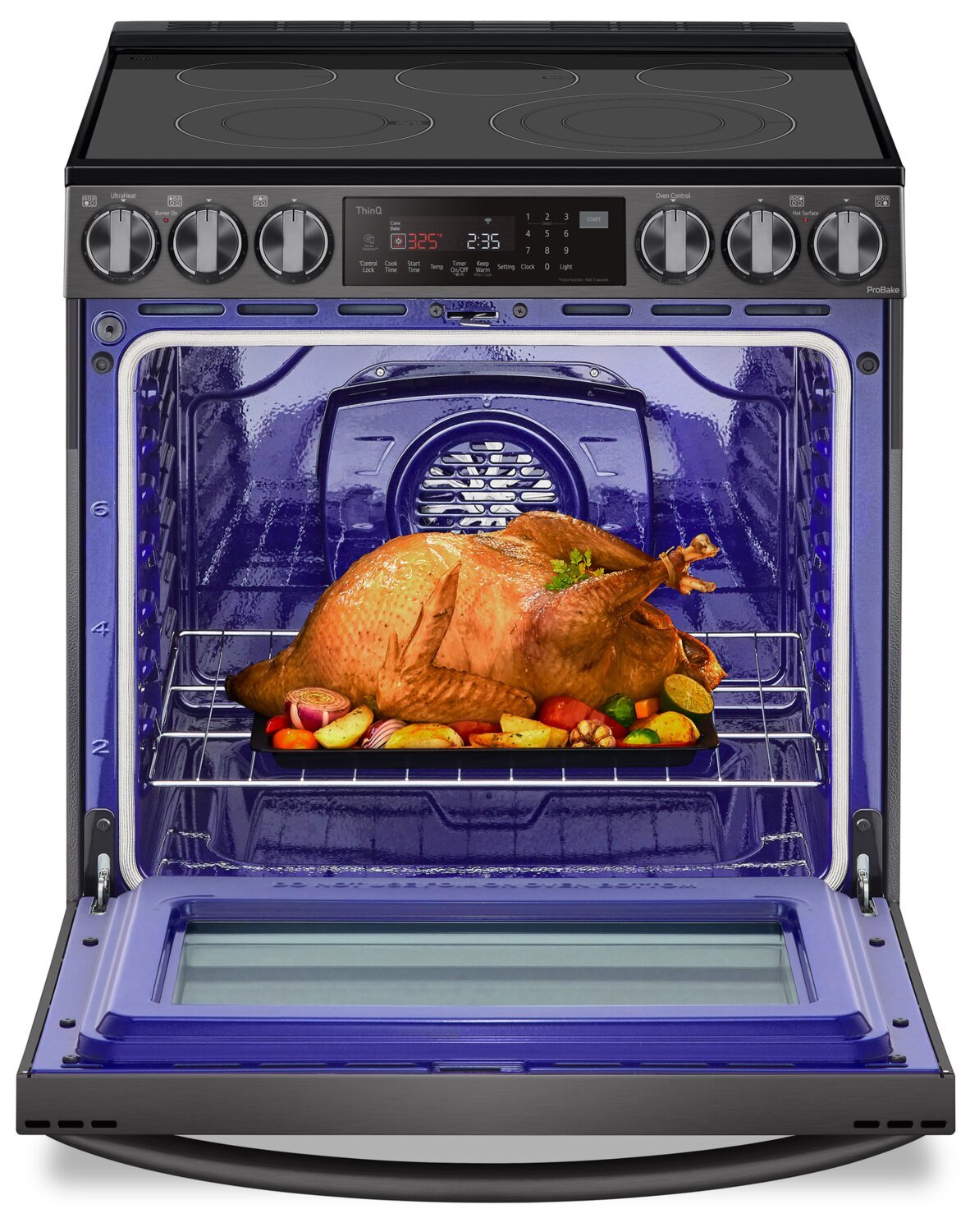 Cuisinière électrique intelligente LG de 6,3 pi³ avec friture à air et convection ProBake Convection® - Résistant aux taches noir en acier inoxydable…