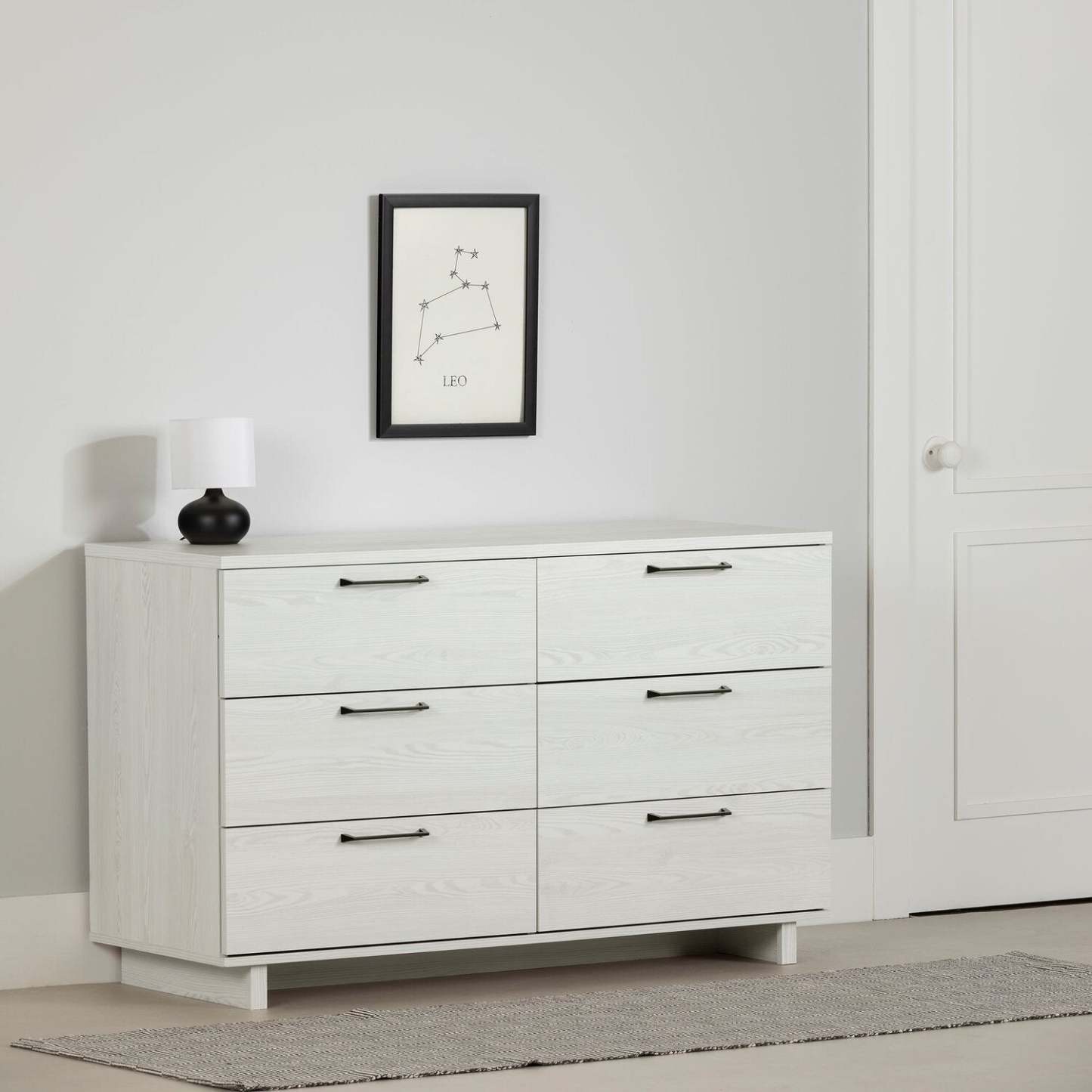 Commode Everley à 6 tiroirs, 51,25 W - Blanc | Commode Everley de 51,25 po (L) à 6 tiroirs - blanche