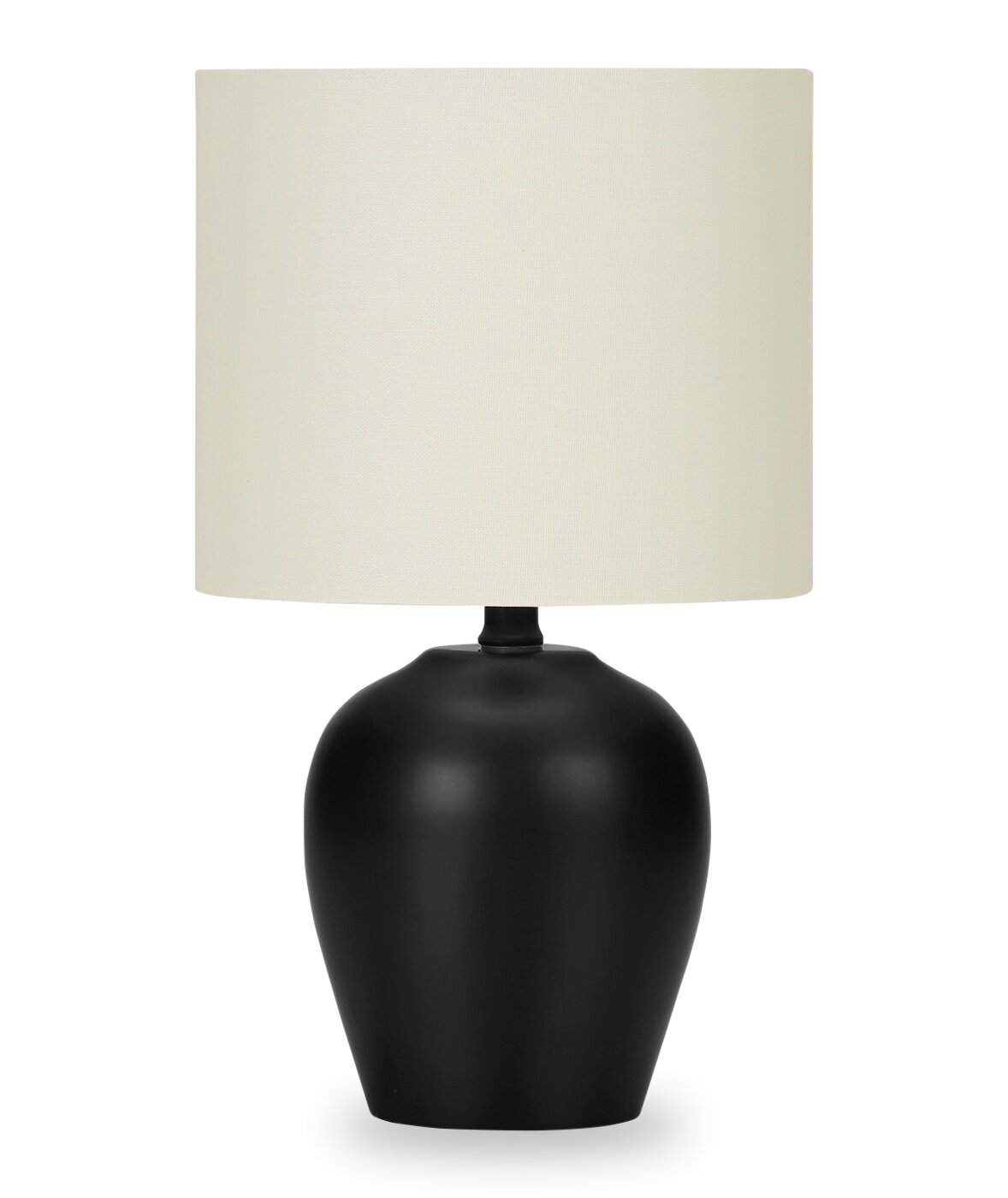 17 Black Ceramic Drum Shade Table Lamp|Lampe de table de 17 po en céramique noire avec abat-jour cylindrique