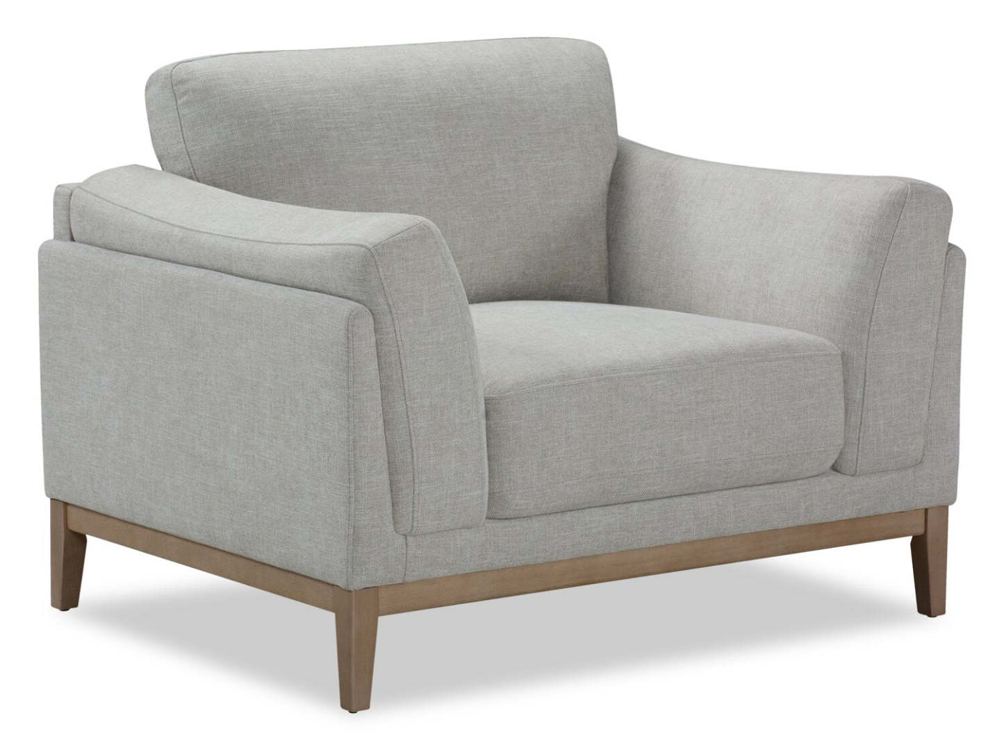 Valley 44 Chaise en tissu avec base et pieds en bois d'hévéa - Sable | Fauteuil Valley de 44 po en tissu avec base et pattes en hévéa - sable