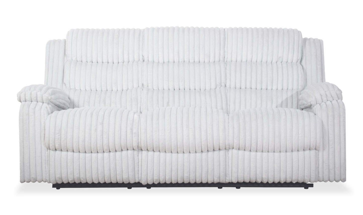 Bryson 82.5 Faux Fur Fabric Reclining Sofa - Mist Grey | Canapé inclinable Bryson de 82,5 po en tissu de fausse fourrure - gris brume