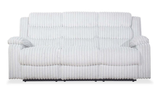 Bryson 82.5 Faux Fur Fabric Reclining Sofa - Mist Grey | Canapé inclinable Bryson de 82,5 po en tissu de fausse fourrure - gris brume