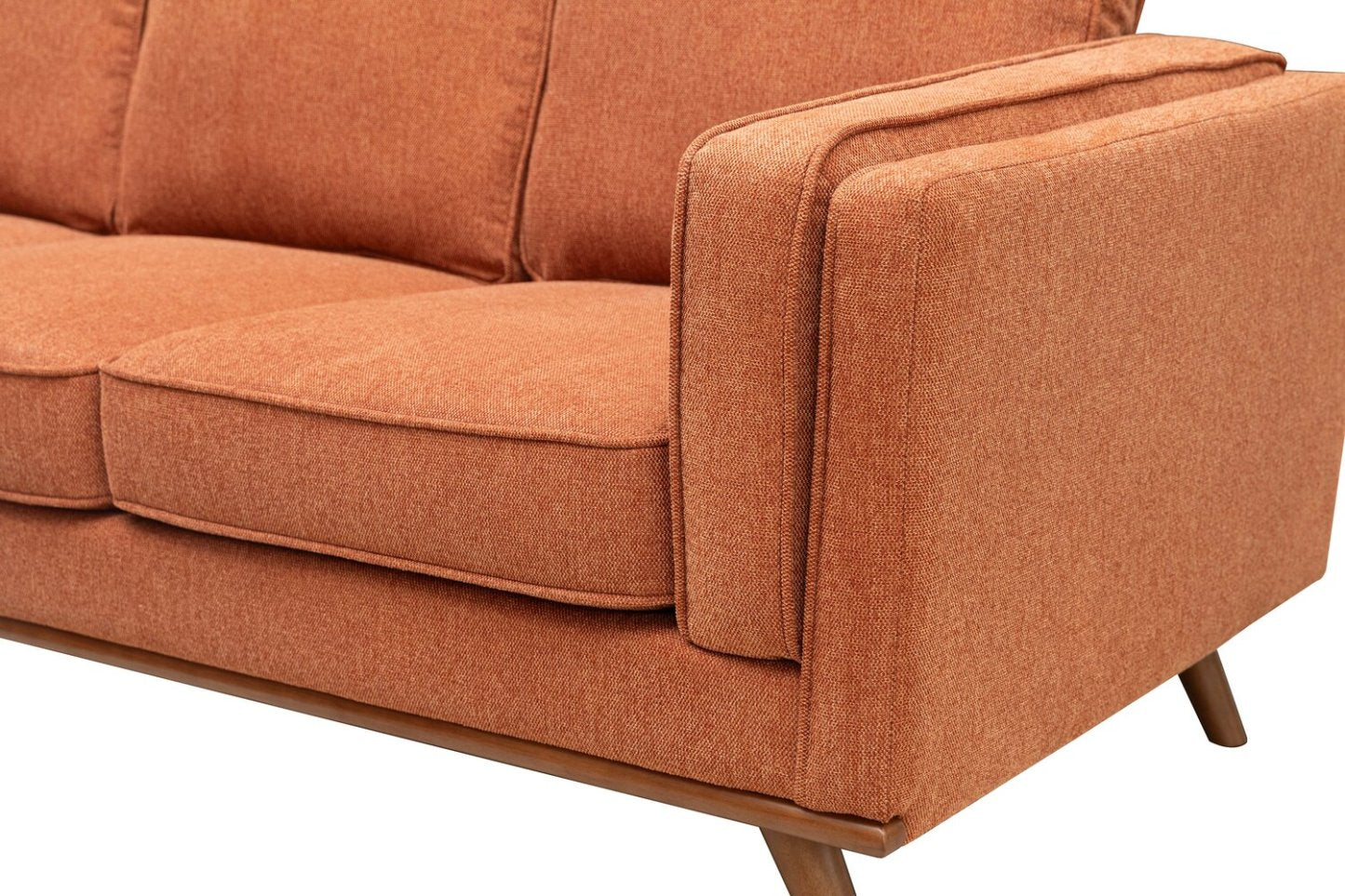 Sofa sectionnel Kassia de Kort & Co. 2 pièces en tissu d’apparence lin avec base et pattes en bois - orange