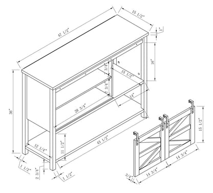 Armoire d'appoint Corbin 47.25 avec portes de grange coulissantes - Chêne noyer | Armoire décorative Corbin de 47,25 po avec portes de grange coulissantes - chêne noyer