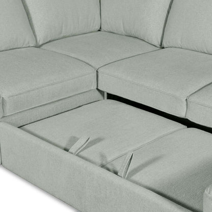 Canapé-lit sectionnel de droite Haven de Scott Living 3 pièces en tissu de chenille avec fauteuil long de rangement - bleu écume de mer