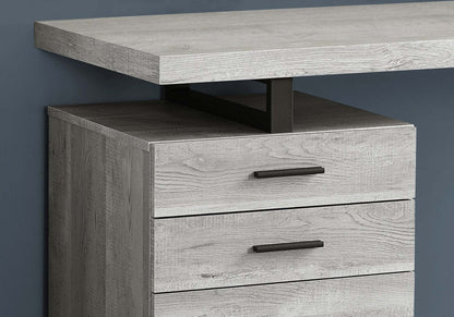 Bureau réversible Clayton 47.25 avec 3 tiroirs - Gris|Bureau réversible Clayton de 47,25 po à 3 tiroirs - gris