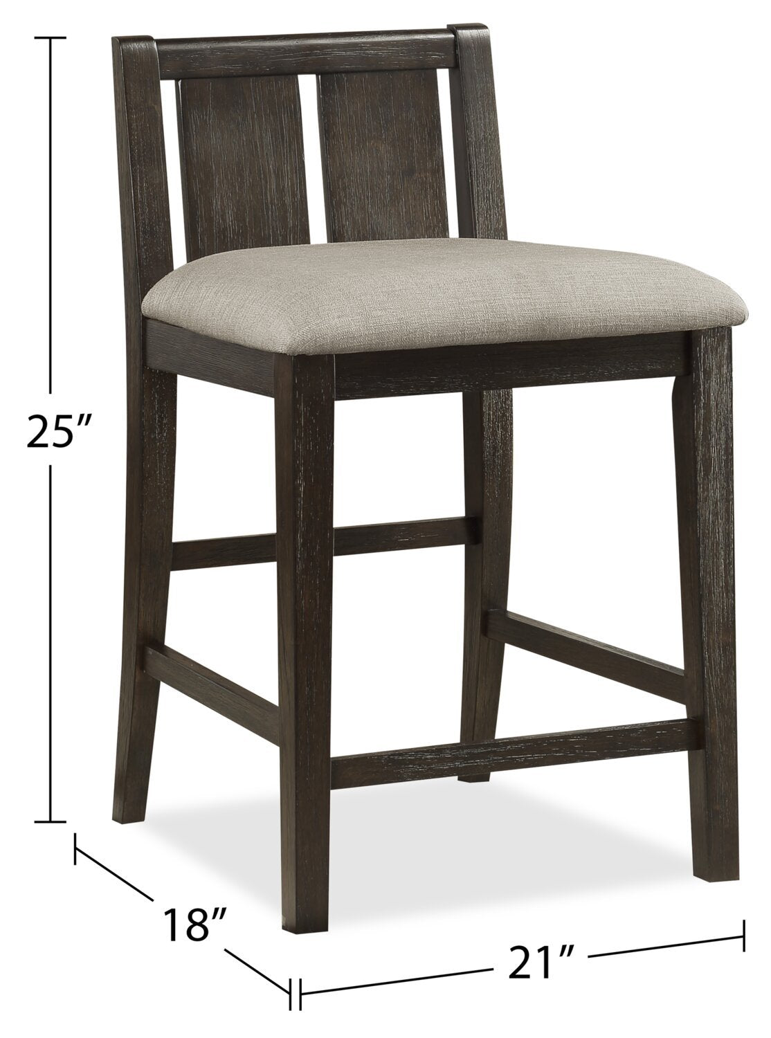 Lane 3pc Counter-Height Dining Set with Table & 2 Chairs, Built-in Shelves & USB, 36.5W - Brown | Ensemble de salle à manger Lane 3 pièces de hauteur comptoir avec table de 36,5 po (L), tablettes et port USB intégrées, et 2 chaises - brun