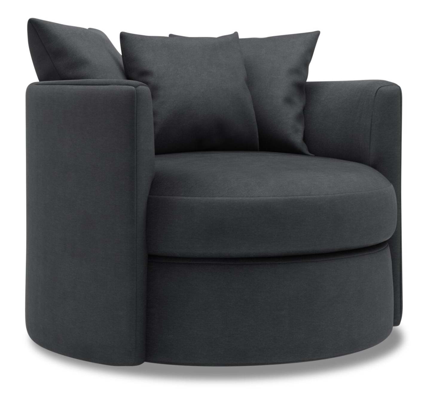 Fauteuil d'appoint pivotant Nest de Sofa Lab de 41 po fabriqué au Canada en tissu d'apparence lin - gris Pax Pepper | NID2949