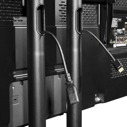 Chariot mobile pour téléviseur Kanto MTM65PL à hauteur réglable avec tablette réglable pour téléviseurs de 40 à 70 pouces, noir | Kanto MTM65PL Chariot mobile à hauteur réglable avec étagère réglable - noir | MTM65PLB