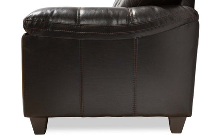 Fauteuil Addison de 42 po fabriqué au Canada en tissu d'apparence cuir avec coussin de siège amovible et capitonnage - noir mûre