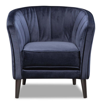 Chaise d'appoint en tissu velours Brinley 29 avec pieds en bois - Bleu | Fauteuil d'appoint Brinley de 29 po en tissu de velours avec pattes en bois - bleu