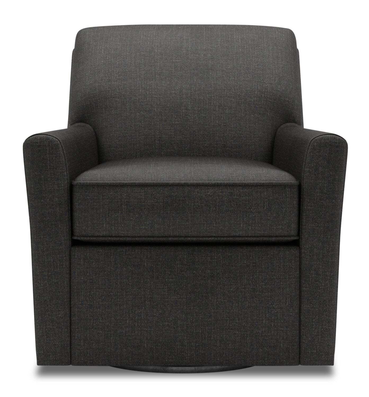 Fauteuil d’appoint pivotant personnalisable Sofa Lab de 31 po fabriqué au Canada en tissu d’apparence lin - gris Luna Kohl | SWIV2691