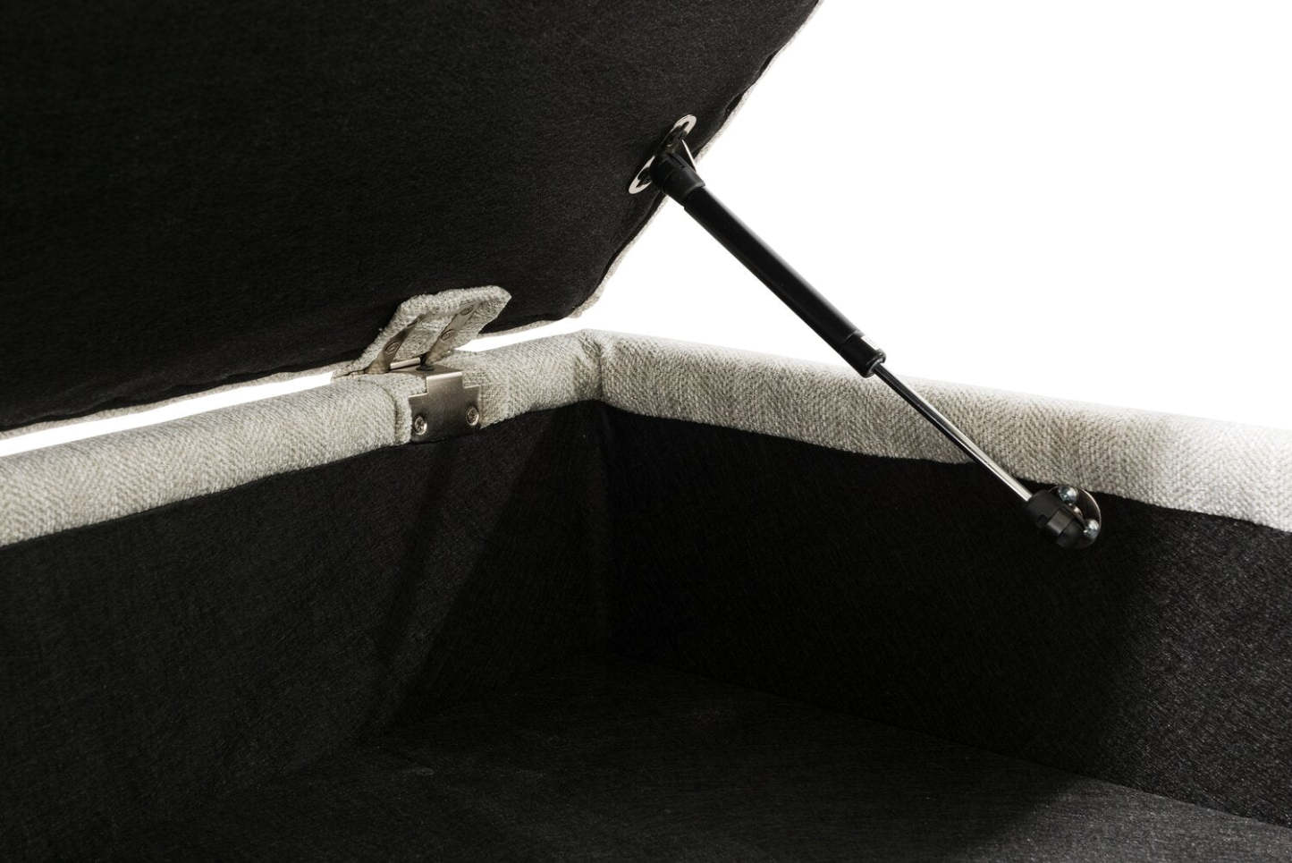 Made in Canada Nofia 44 Chenille Fabric Storage Ottoman with Wood Legs - Linen Beige | Pouf de rangement Nofia de 44 po fabriqué au Canada en tissu de chenille avec pattes en bois - beige lin