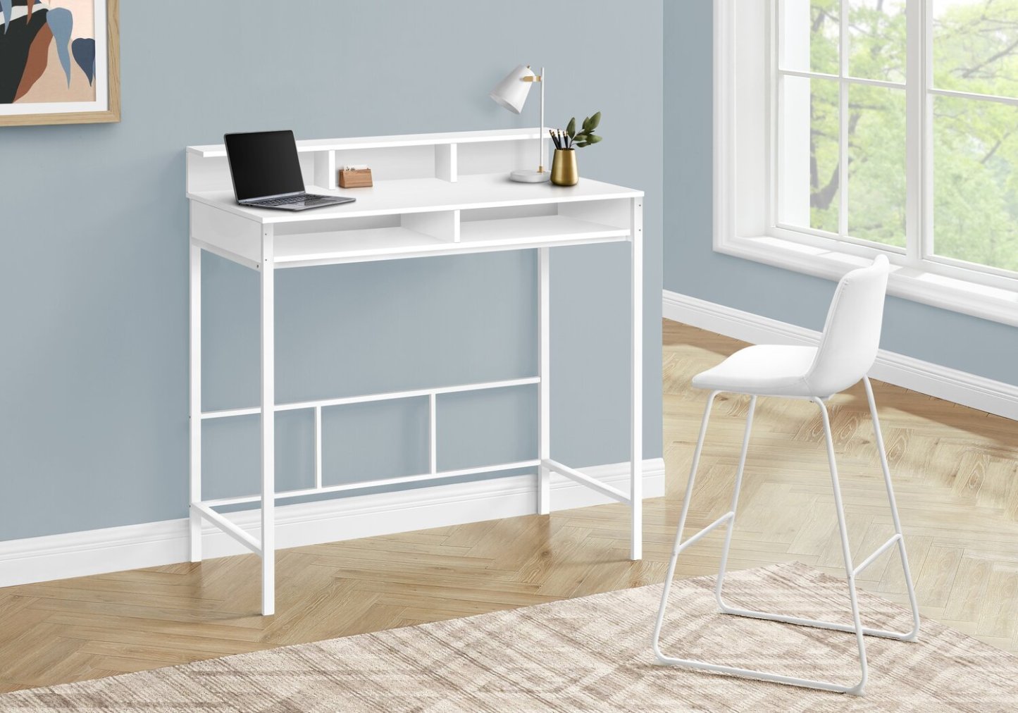 Bureau debout Melissa 47.25 avec compartiments - Blanc|Bureau debout Melissa de 47,25 po à compartiments - blanc