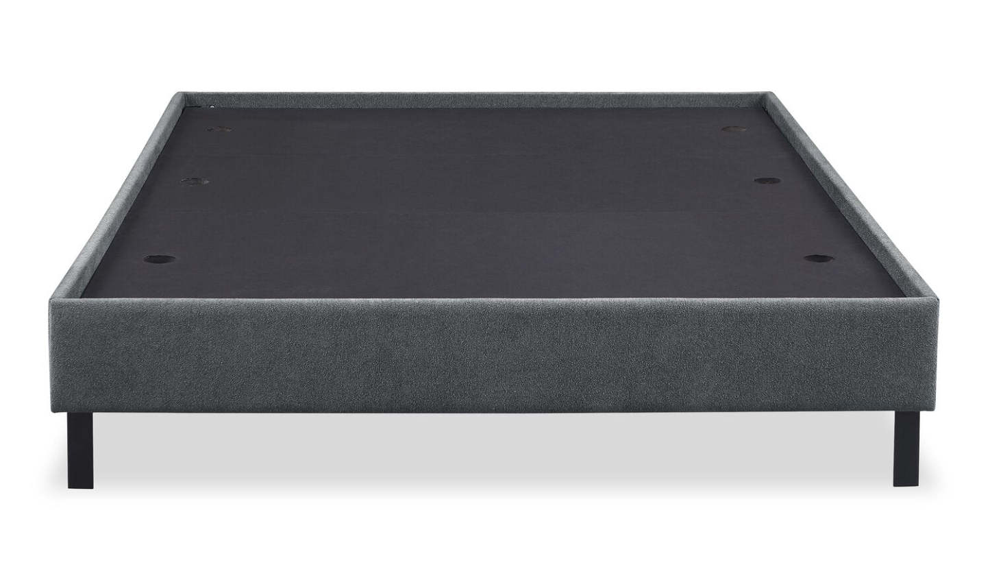 Lit plateforme rembourré Amos en tissu anthracite avec tête de lit canalisée - Grand lit | Lit plateforme Amos rembourré en tissu anthracite avec tête de lit à canaux - format grand lit