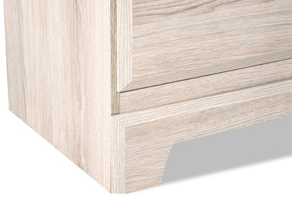 Ensemble de chambre à coucher Yorkdale 6 pièces avec lit à panneau, commode, miroir et table de nuit, blanc - Taille Queen