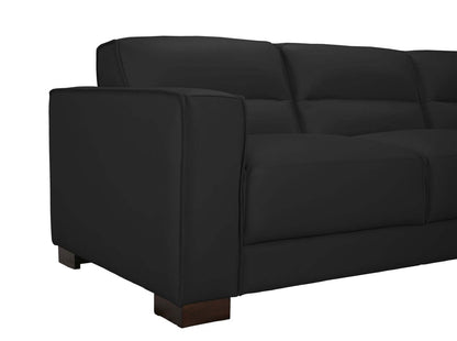 Citadel 2-Piece Right-Facing Top-Grain Genuine Leather Sectional with Wood Legs - Black | Canapé sectionnel droit Citadel 2 pièces en cuir véritable de qualité supérieure avec pieds en bois - noir