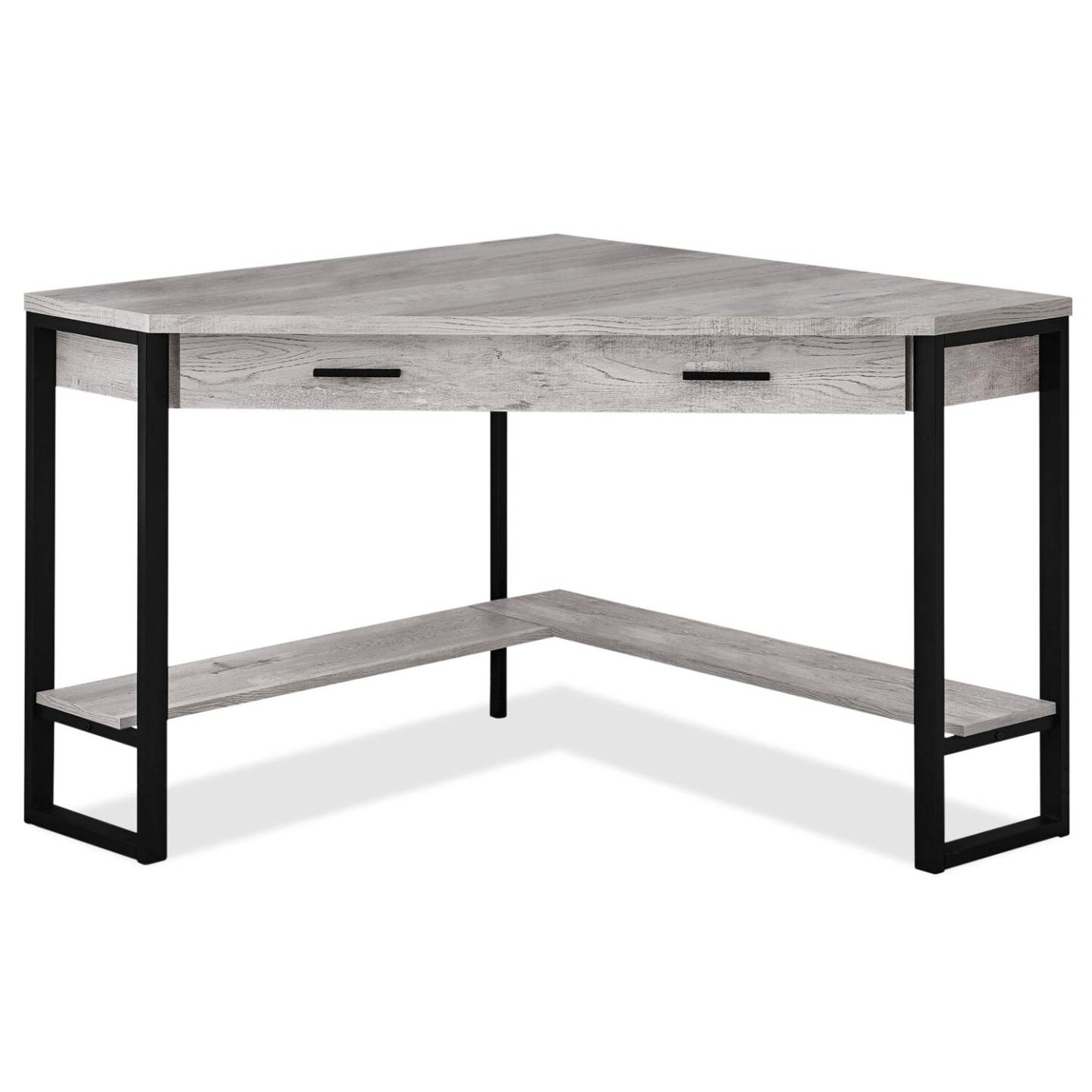 Bureau d'angle Christiana 42 avec tiroir - Gris|Bureau en coin Christiana de 42 po à tiroir - gris